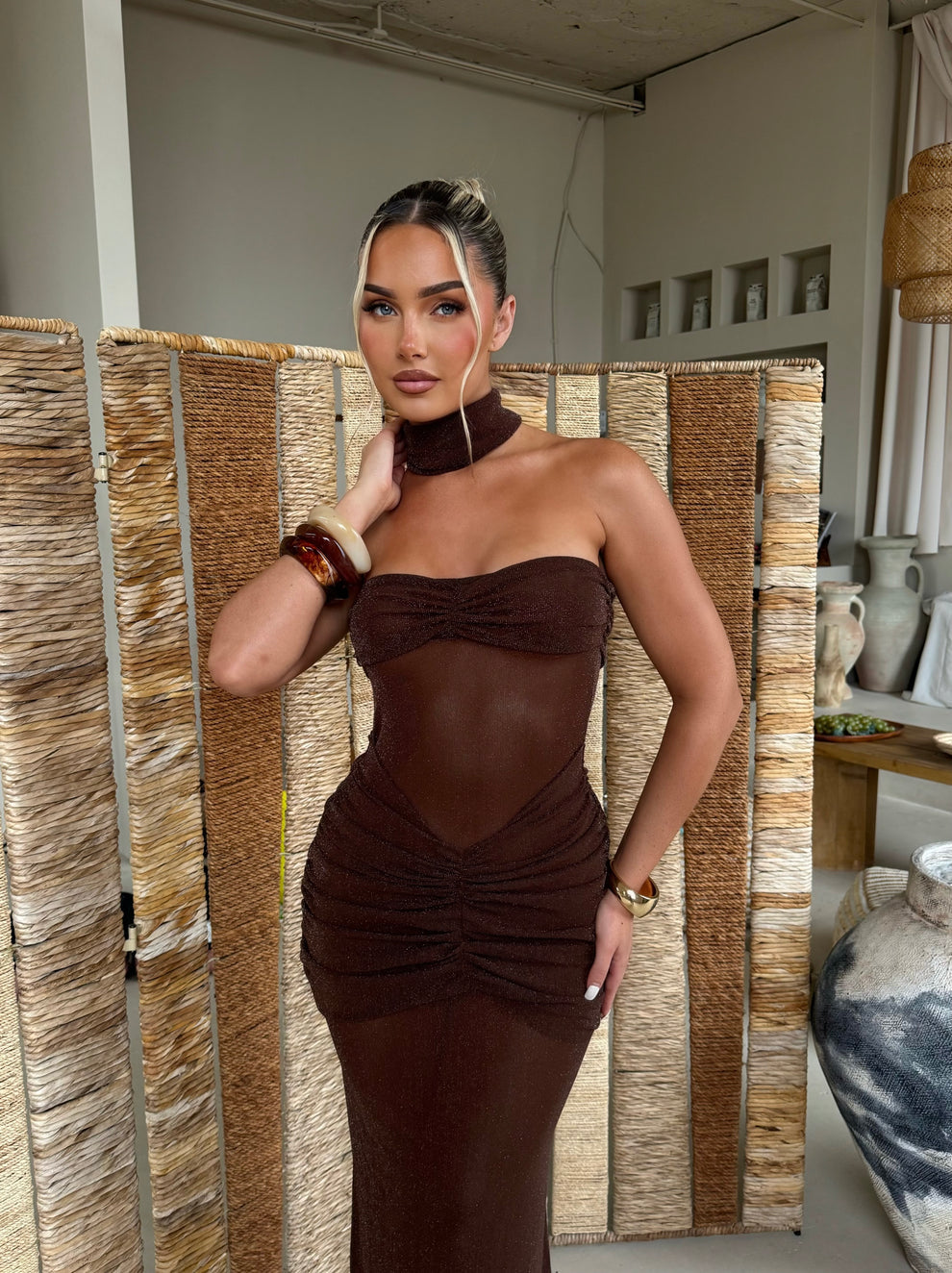 Robe Angelina Marron La Maison Rose