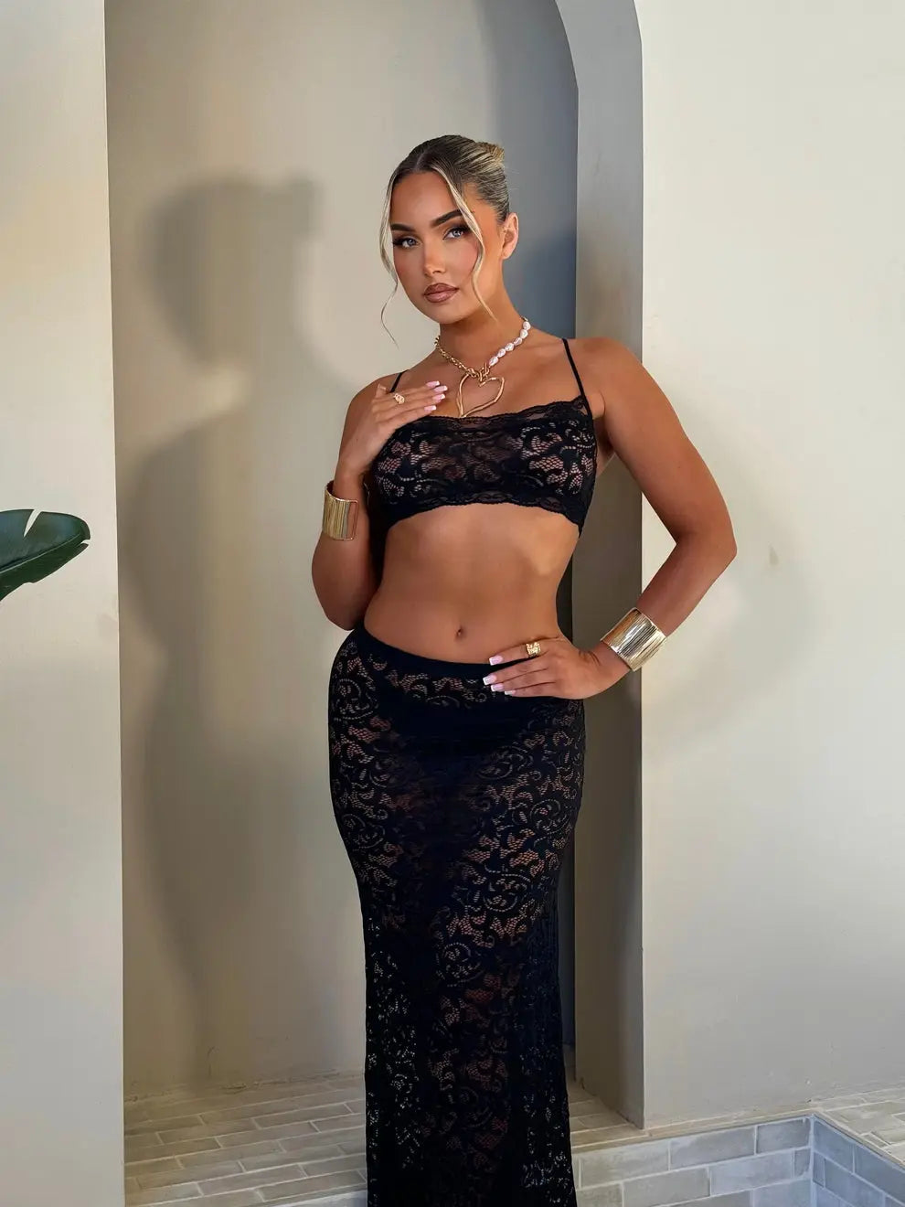 Ensemble Luna en dentelle noir - LA MAISON ROSE PARIS