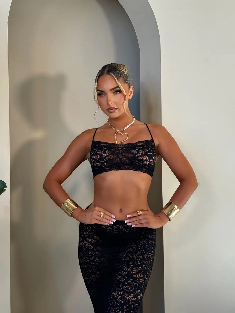 Ensemble Luna en dentelle noir - LA MAISON ROSE PARIS