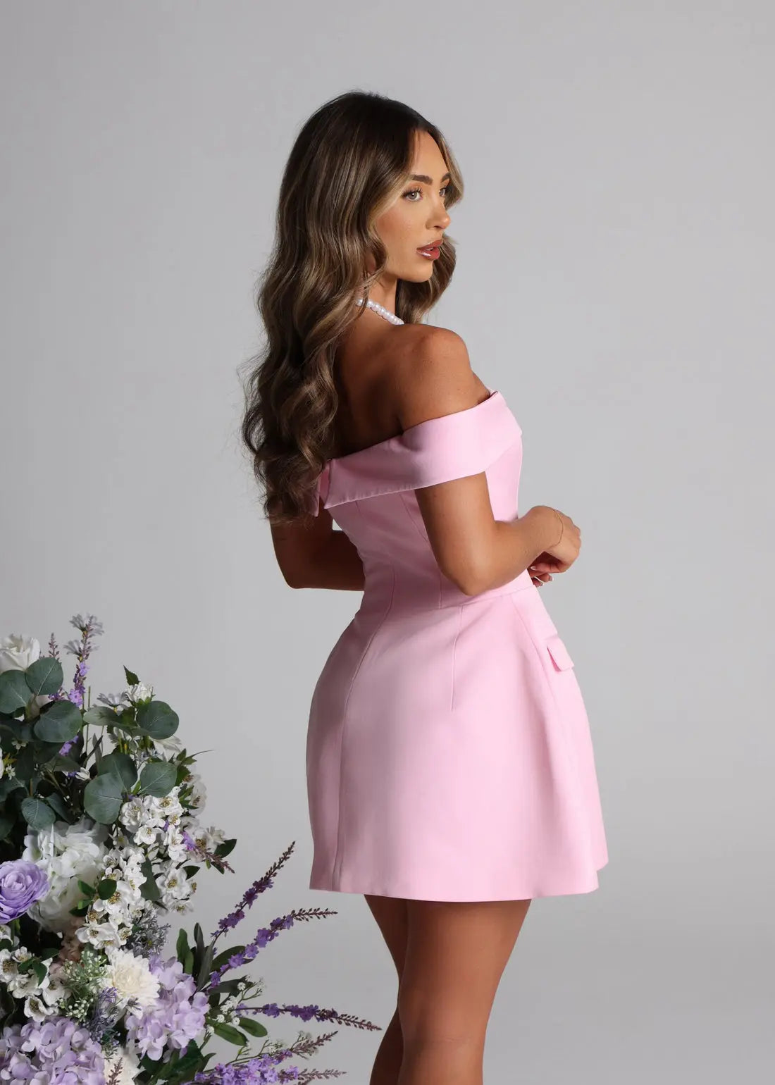 Robe trapèze rose à épaules dénudées - LA MAISON ROSE PARIS